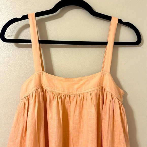 Loeffler Randall Peach Color Midi Tiered Sleeveless Linen Dress Sz Small Coastal - Picture 3 of 10